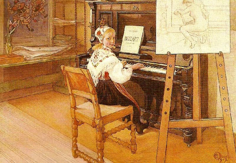 Carl Larsson lillanna spelar mozart china oil painting image